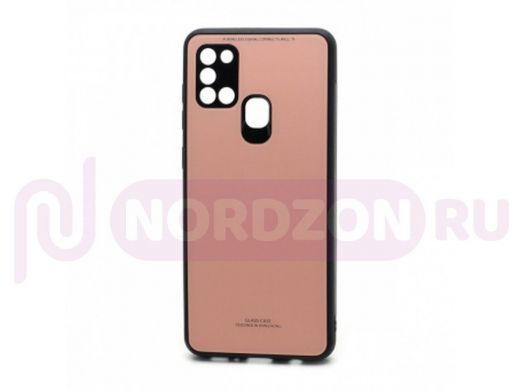 Чехол Samsung A21s/A217, пластик, стеклянная вставка, розовый