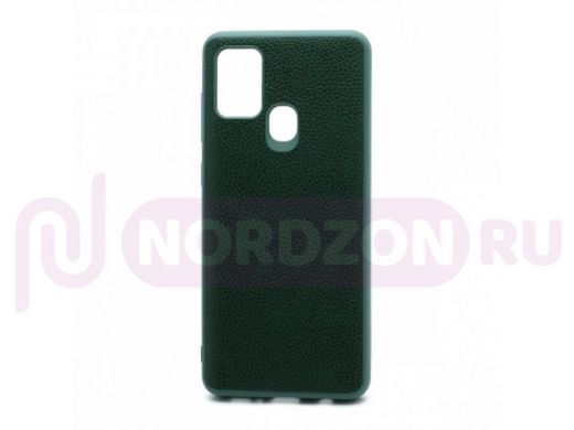 Чехол Samsung A21s/A217, под кожу, Leather Cover, зелёный