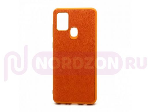 Чехол Samsung A21s/A217, под кожу, Leather Cover, оранжевый