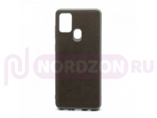 Чехол Samsung A21s/A217, под кожу, Leather Cover, серый