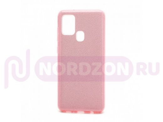 Чехол Samsung A21s/A217, силикон, мерцающий, Fashion, розовый