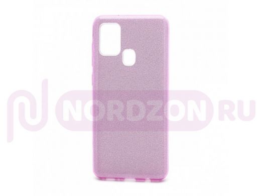 Чехол Samsung A21s/A217, силикон, мерцающий, Fashion, фиолетовый