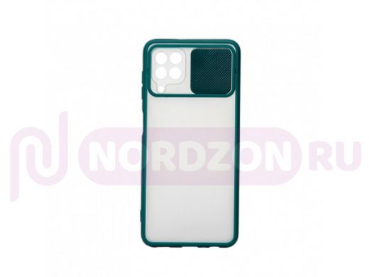 Чехол Samsung A22 /M22 /M32, пластик, с задвижкой для камеры, тёмно зелёный