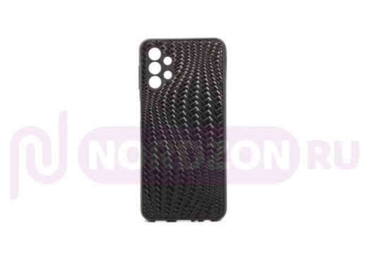 Чехол Samsung A32/A325, силикон, под кожу, плетёный, чёрный