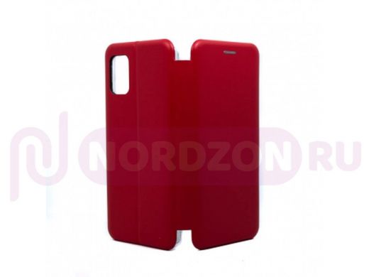 Чехол Samsung A51/A515, книжка боковая, красный, Fashion