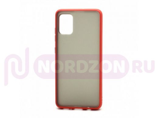 Чехол Samsung A51/A515, пластик, силикон, Shockproof, красно-чёрный