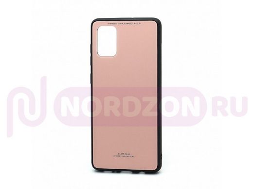 Чехол Samsung A51/A515, пластик, стеклянная вставка, розовый