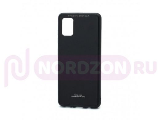 Чехол Samsung A51/A515, пластик, стеклянная вставка, чёрный