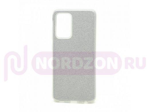 Чехол Samsung A52/A525, силикон, мерцающий, Fashion, серебро