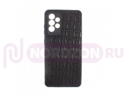 Чехол Samsung A52/A525, силикон, под кожу крокодила, чёрный, 001