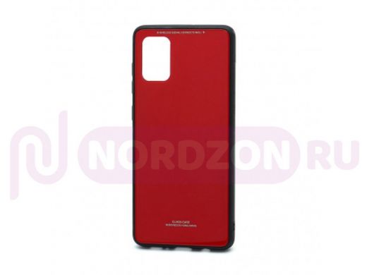 Чехол Samsung A71/A715, пластик, стеклянная вставка, красный