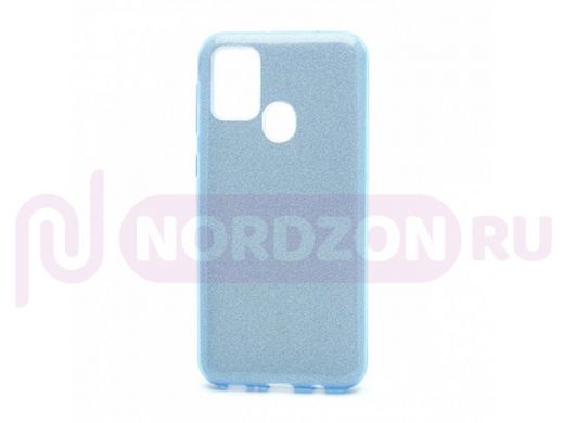 Чехол Samsung M21 /M30s, силикон, мерцающий, Fashion, голубой