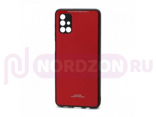 Чехол Samsung M51 (2020), пластик, стеклянная вставка, красный