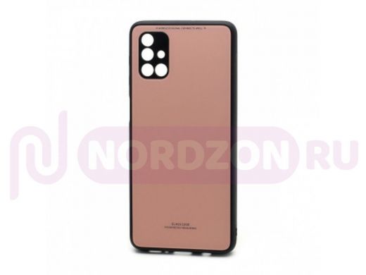 Чехол Samsung M51 (2020), пластик, стеклянная вставка, розовый