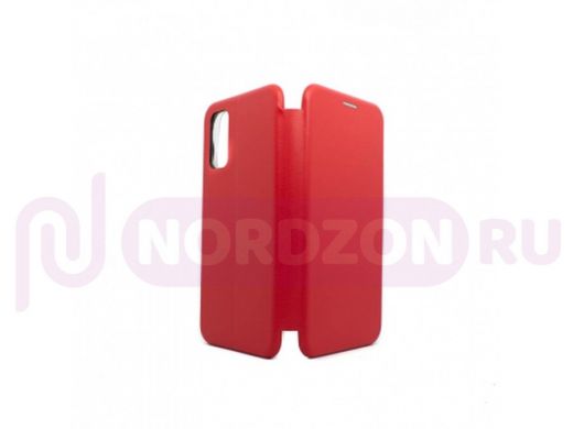 Чехол Samsung S20, книжка боковая, красный, Fashion