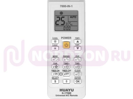 Huayu K-1758E 7000 В 1 (KT-9018) универсальный пульт для кондиционеров на 7000 кодов