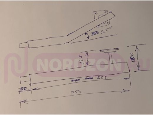 Поручень пристенный, длина  90см вылет 16см, угол 35гр