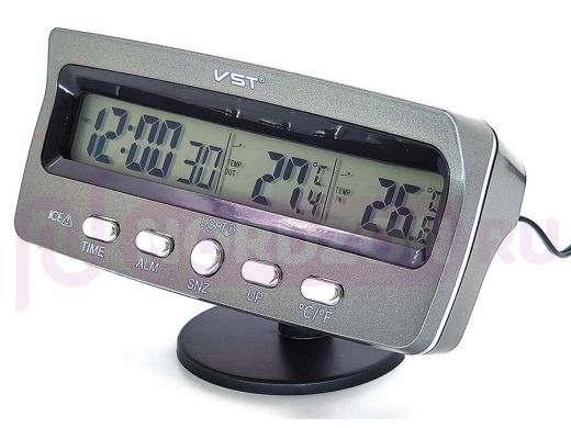 Часы VST-7045 часы электронные автомобильные (температура х 2, будильник, дата)