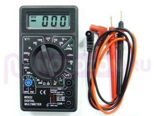 Мультиметр DT830D/ 832 (+прозвон) со шнурами, измеряет напр., ток и другие параметры "ABI-24246"