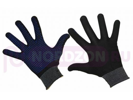 Перчатки нейлоновые с частичным покрытием ладони и пальцев Точка ПВХ черные