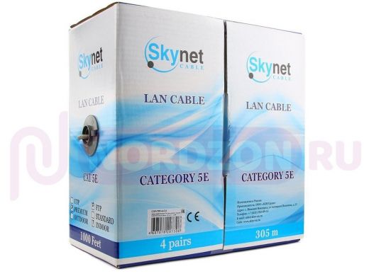 Кабель SkyNet Standart FTP indoor 4x2x0,48, медный, FLUKE TEST, кат.5e, однож., 305 м, box, серый CS