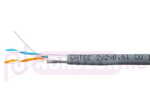 Кабель SkyNet Premium FTP indoor 2x2x0,51, медный, FLUKE TEST, кат.5e, однож., 305 м, box, серый CSP