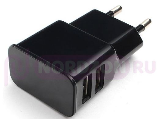Зарядное устройство с 2-мя USB  Cablexpert MP3A-PC-12 100/220V - 5V USB 2 порта, 2.1A, черный