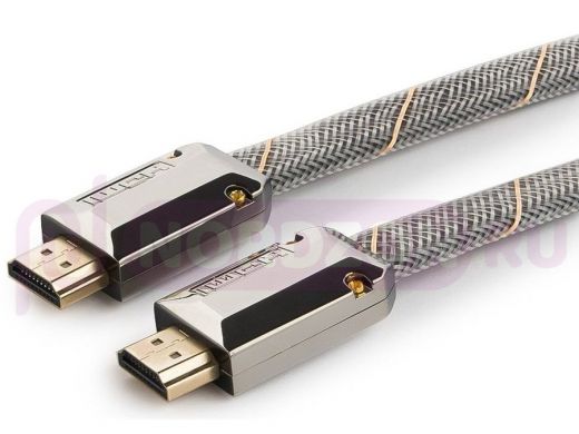 Шнур  HDMI / HDMI  3м  Cablexpert, серия Platinum, v2.0, M/M, плоский, позол.разъемы, металличес