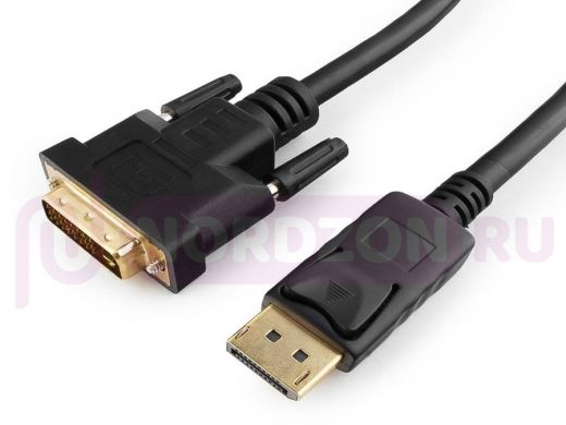 Кабель DisplayPort / DVI  1,0м  Cablexpert CC-DPM-DVIM-1M, 20M/25M,черный,экран,пакет CC-DPM-DVIM-1M