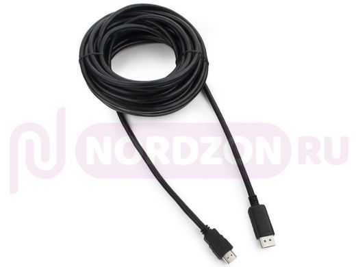 Кабель DisplayPort / HDMI 10м  Cablexpert CC-DP-HDMI-10M  20M/19M, черный, экран, пакет