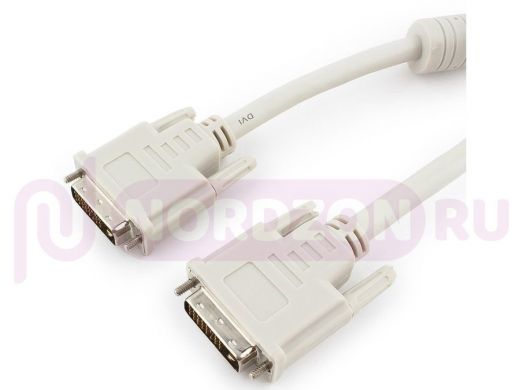 Кабель DVI-D  1,8м  single link Cablexpert CC-DVI-6C, 19M/19M, серый,экран, феррит.кольца, пакет CC-