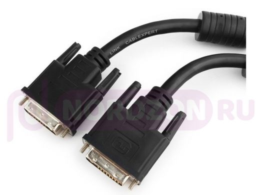 Кабель DVI-D  1,8м  single link Cablexpert CC-DVI-BK-6, 19M/19M,  черный,экран, феррит.кольца, пакет