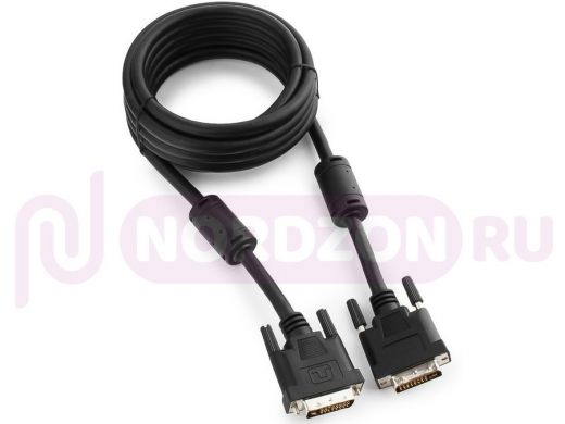 Кабель DVI-D  3м dual link Cablexpert CC-DVI2-BK-10, 25M/25M черный, экран, феррит.кольца, пакет