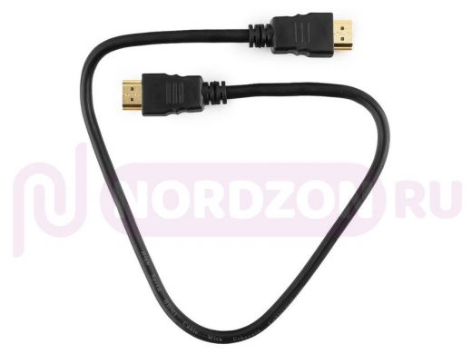 Шнур  HDMI / HDMI  0,5м  Cablexpert CC-HDMI4-0.5M, v2.0, 19M/19M,черный, позол.разъемы, экран,пакет