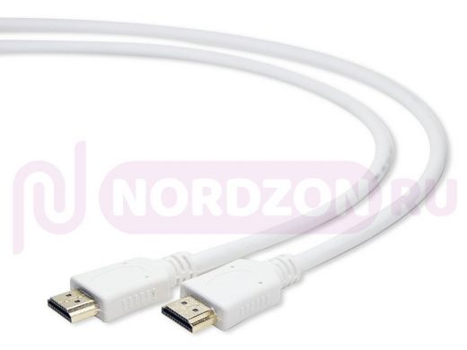 Шнур  HDMI / HDMI  1 м  Cablexpert CC-HDMI4-W-1M, v2.0, 19M/19M, белый, позол.разъемы, экран