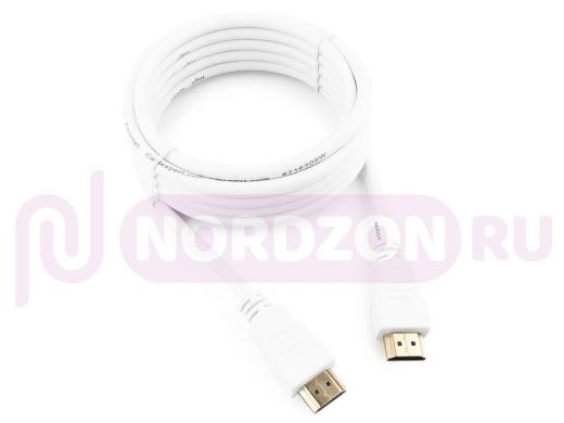 Шнур  HDMI / HDMI  3м  Cablexpert CC-HDMI4-W-10, v1.4, 19M/19M, белый, позол.разъемы, экран