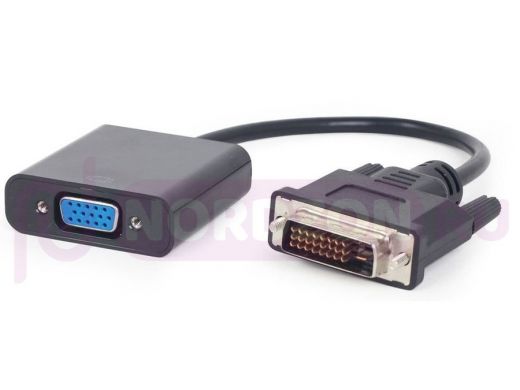 Переходник DVI-D-VGA Cablexpert A-DVID-VGAF-01, 25M/15F, длина кабеля 0,2м, черный, пакет A-DVID-VGA