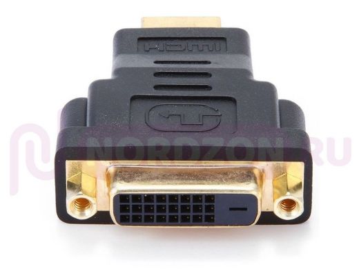 Переходник HDMI-DVI Cablexpert A-HDMI-DVI-3, 19M/25F, золотые разъемы, пакет A-HDMI-DVI-3
