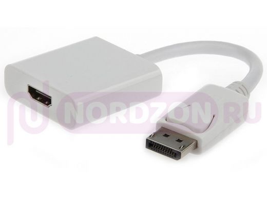 Переходник DisplayPort - HDMI Cablexpert A-DPM-HDMIF-002-W, 20M/19F, белый, пакет A-DPM-HDMIF-002-W