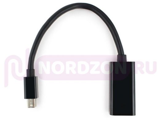 Переходник miniDisplayPort - DisplayPort, Cablexpert A-mDPM-DPF-001, 20M/20F, длина 16см, черный, па