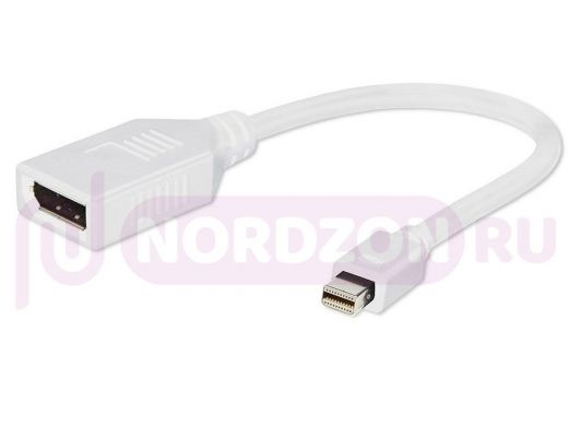 Переходник miniDisplayPort - DisplayPort, Cablexpert A-mDPM-DPF-001-W, 20M/20F, длина 16см, белый, п