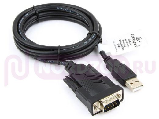 Конвертер USB-SERIAL Cablexpert  UAS-DB9M-02 AM/DB9M, 1,5 м, WinXP-Win8, черный, пакет UAS-DB9M-02