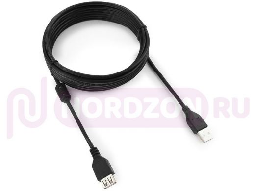 Кабель-удлинитель USB AM/AF  Pro Cablexpert CCF2-USB2-AMAF-10, USB2.0,  3м, экран,2фер.кольца,черный