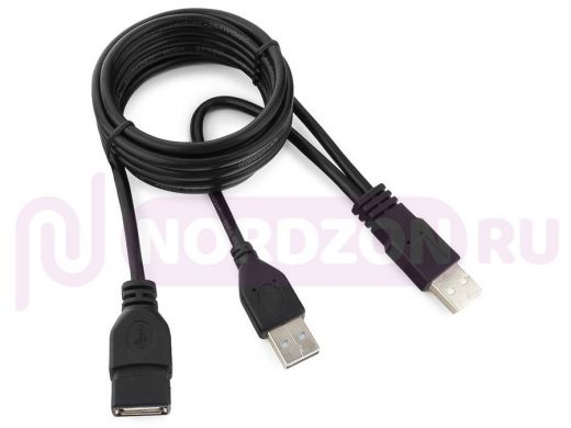 Кабель удлинитель USB2.0 Pro Cablexpert CCP-USB22-AMAF-6, 2xAM/AF, 1.8м, экран, черный, пакет CCP-US
