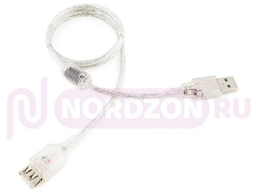 Кабель-удлинитель USB AM/AF  Pro Cablexpert CCF-USB2-AMAF-TR-0.75M,  USB2.0, 0,75м, экран,фер.кольцо