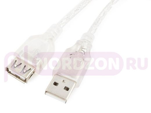 Кабель-удлинитель USB AM/AF  Pro Cablexpert CCF-USB2-AMAF-TR-2M, USB2.0, 2,0м, экран, фер.кольцо
