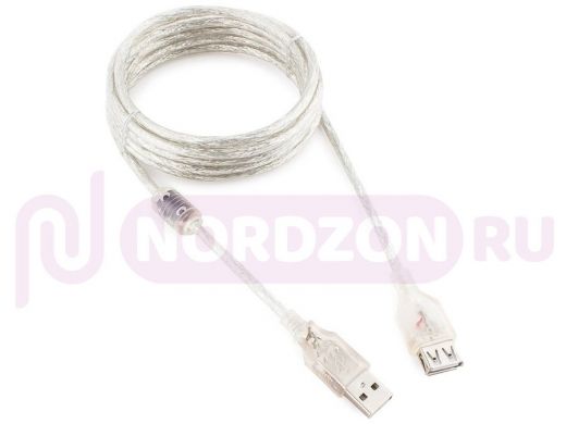 Кабель-удлинитель USB AM/AF  Pro Cablexpert CCF-USB2-AMAF-TR-10, USB2.0,  3,0м, экран, фер.кольцо