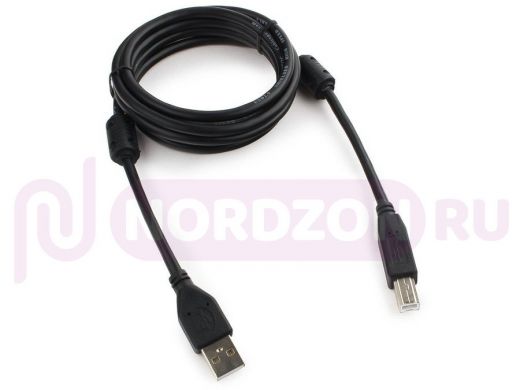 Кабель USB 2.0 Pro Cablexpert CCF2-USB2-AMBM-6, AM/BM, 1.8м, экран, 2феррит.кольца, черный, пакет CC