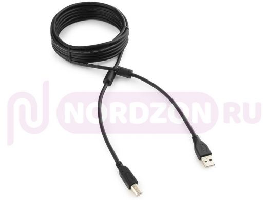 Кабель USB 2.0 Pro Cablexpert CCF2-USB2-AMBM-15, AM/BM, 4.5м, экран,2феррит.кольца, черный, пакет CC