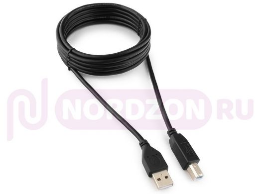 Кабель USB 2.0 Pro Cablexpert CCP-USB2-AMBM-10, AM/BM, 3.0м, экран, черный, пакет CCP-USB2-AMBM-10